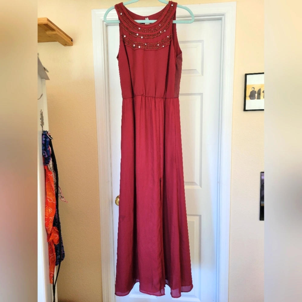 Anthropologie Maxi Maroon Dress Sz 4P